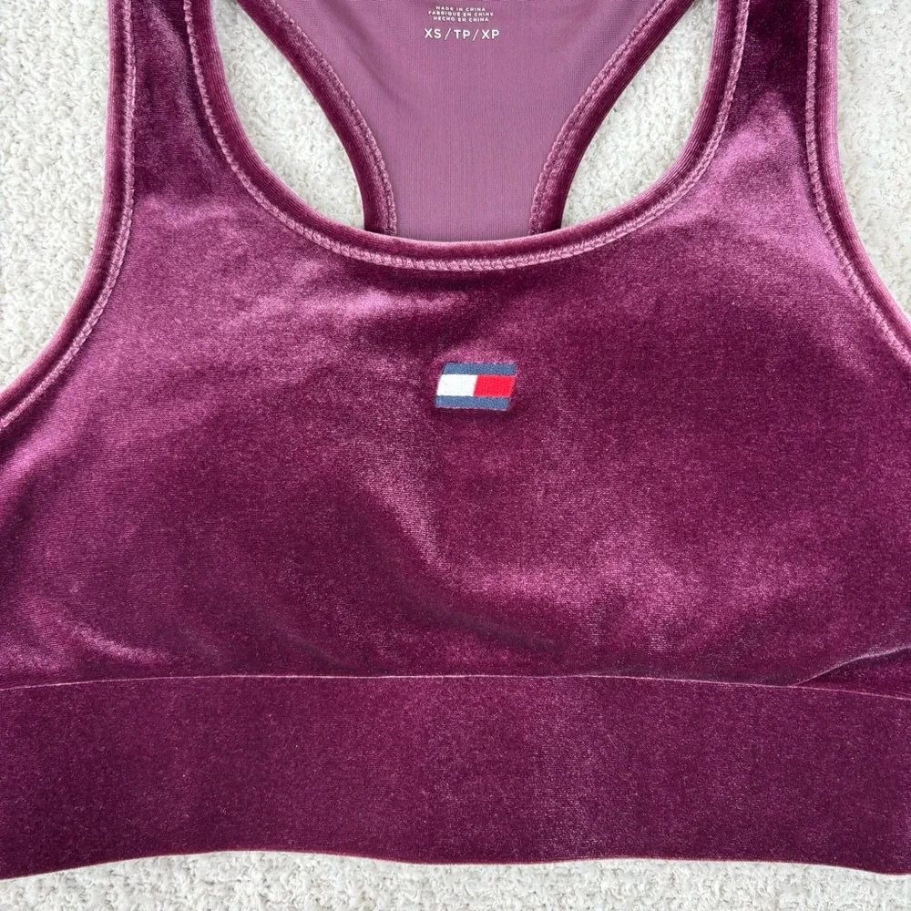 Tommy‎ Hilfiger Sport Women's Longline Velveteen Sports Bra Size XS Purple